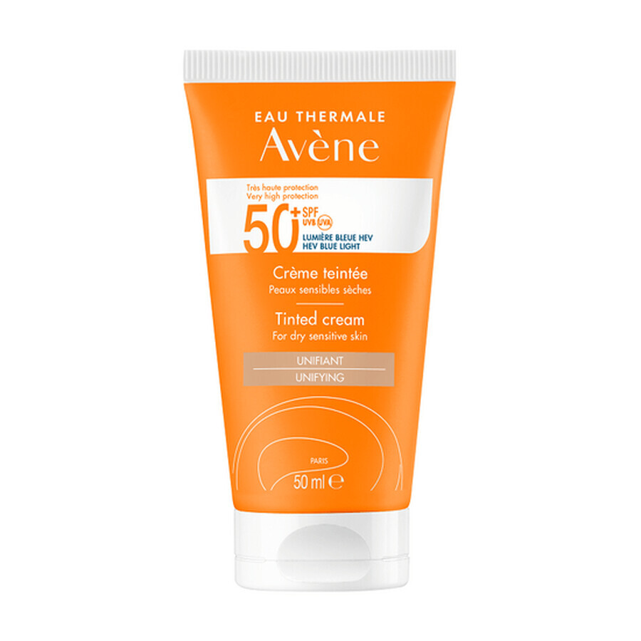 Avene Crema Colorata SPF 50+ Solare Viso per Pelli Sensibili e Secche, 50ml