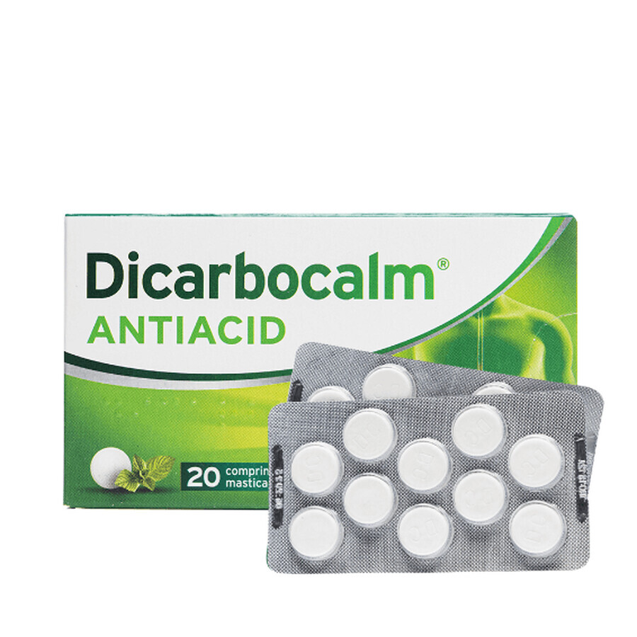 Dicarbocalm antiácido, 20 comprimidos masticables, Sanofi