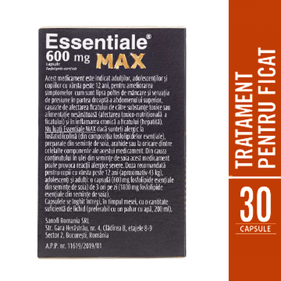 Essential MAX 600 mg, 30 cápsulas, Sanofi