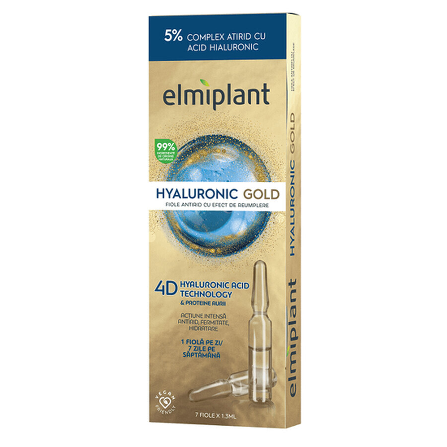 Ampollas Oro Hialurónico antiarrugas, 7 ampollas x 1,3 ml, Elmiplant