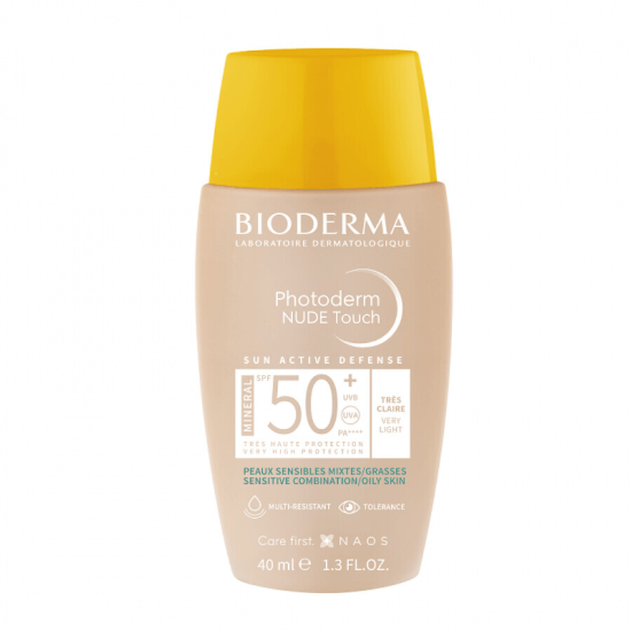 Bioderma Photoderm Fluido Mineral Toque Nude con SPF50+ muy ligero, 40 ml