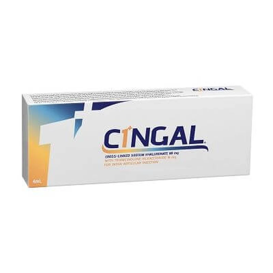 Siringa preriempita intraarticolare cingolata da 4 ml 22mg/ml di acido reticolato con 4,5 mg/ml di triamcinolone esacetonide