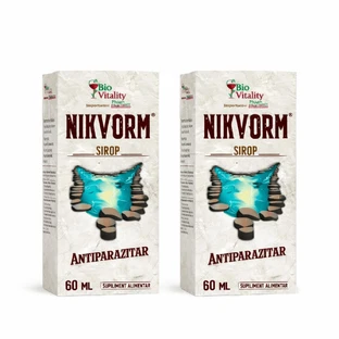 Sirop pentru eliminarea paraziților intestinali Nikvorm Bio Vitality, 2x60 ml, Hisimo