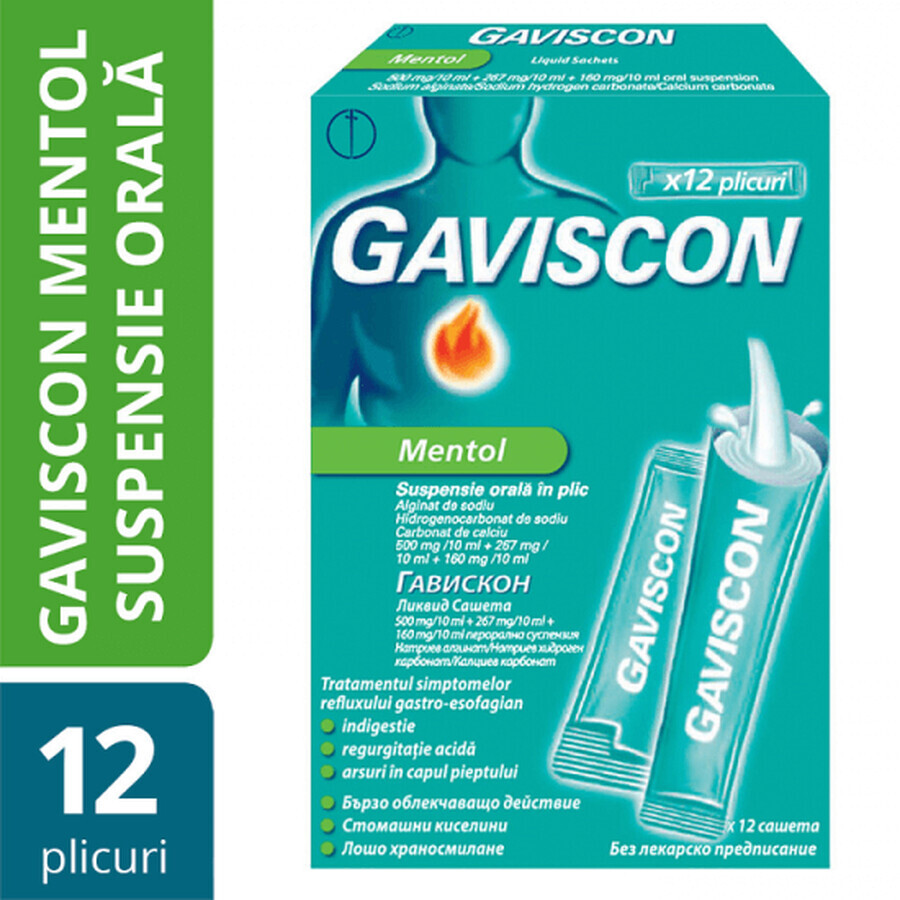 Gaviscon Menthol, 12 sachets, Reckitt Benckiser Healthcare Beoordelingen