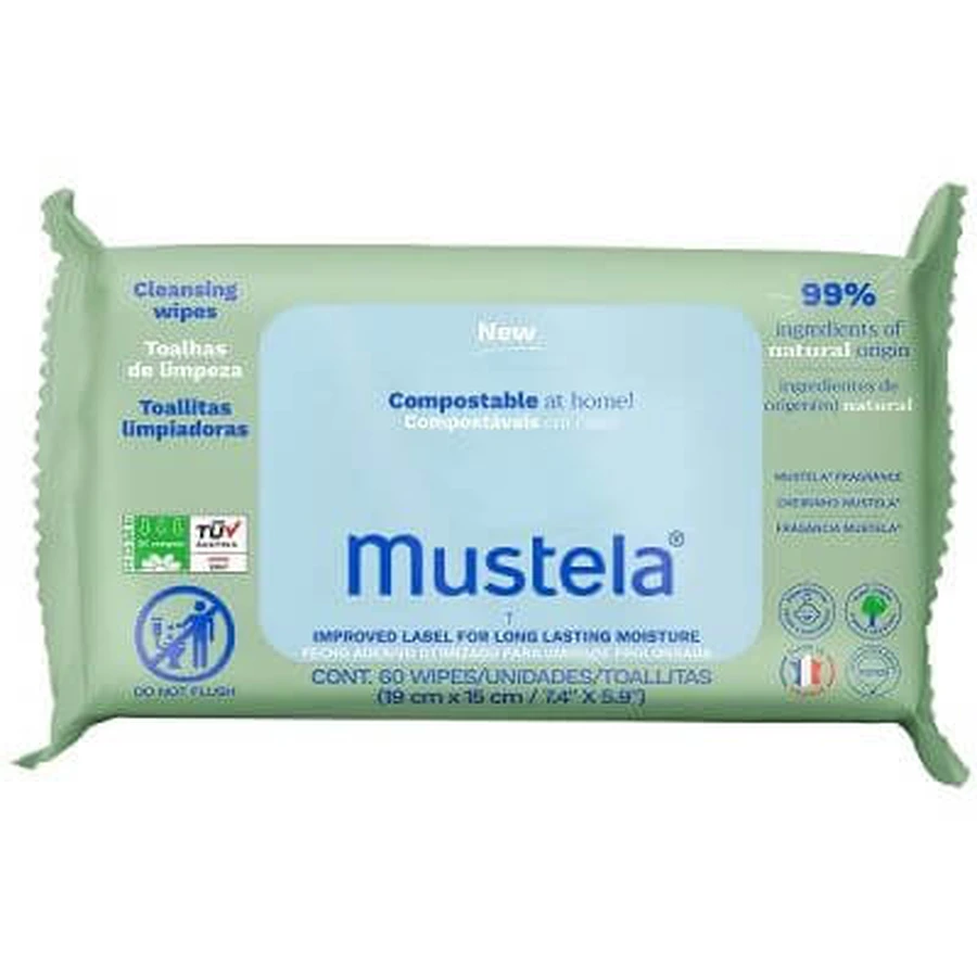 Mustela Salviette profumate compostabili 60 pezzi