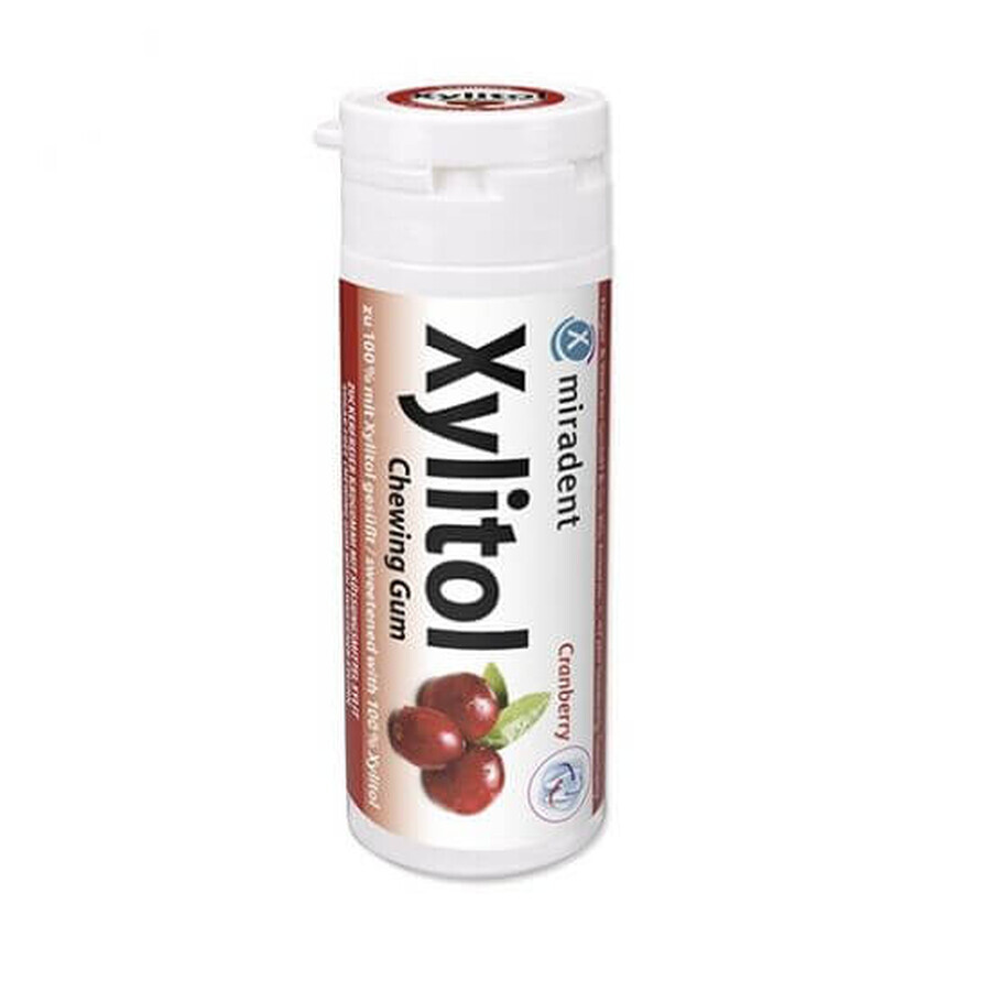 Gomma da masticare Cranberry - Miradent Xilitolo, 30 pezzi, Hager&Werken