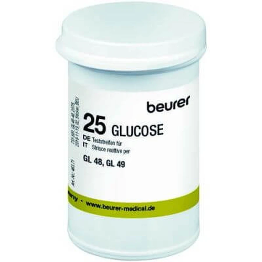 Beurer tiras reactivas de glucosa en sangre para glucómetro gl48/gl49 en frasco 50 uds.
