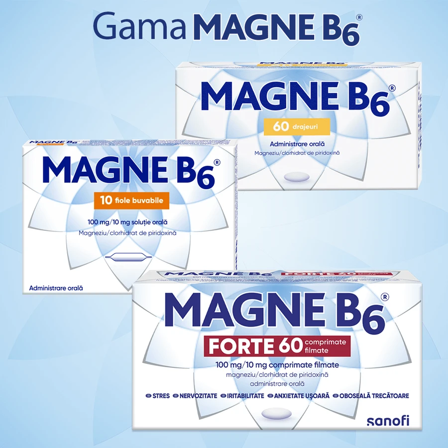 Magne B6 Forte 100 mg/10 mg, 2x60 comprimate filmate, Sanofi