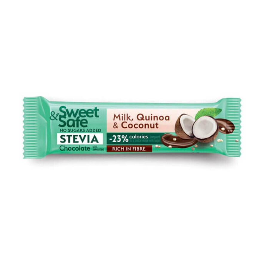 Chocolate con leche dulce y seguro con coco y quinoa, 25 g, Sly Nutrition