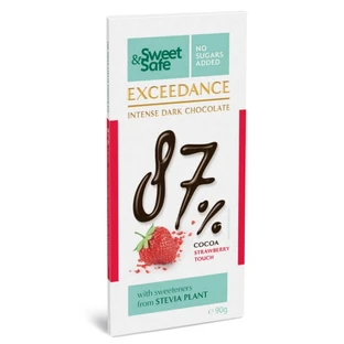 Chocolate negro 87% con fresas Sweet &amp; Safe, 90 g, Sly Nutrition