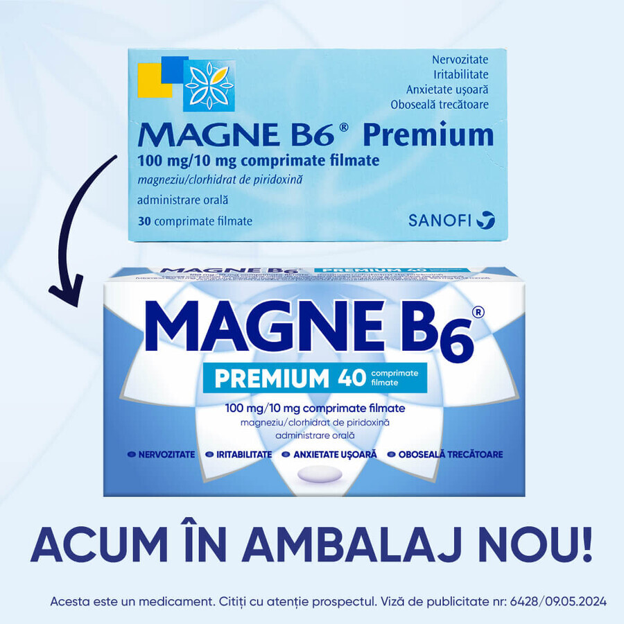 Magne B6 Premium, 100 mg/10 mg, 40 Filmtabletten, Sanofi