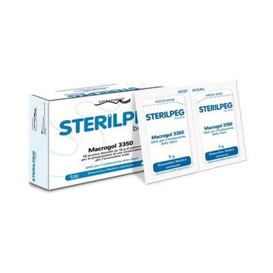 Sterilpeg macrogol 3350 10 plicuri bipartite 10 g