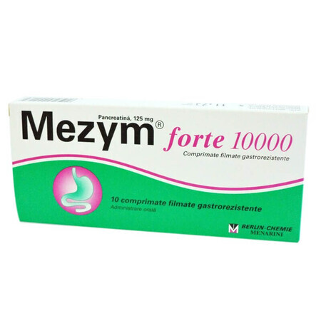 Mezym Forte 10000, 10 comprimidos, Berlin-Chemie Ag