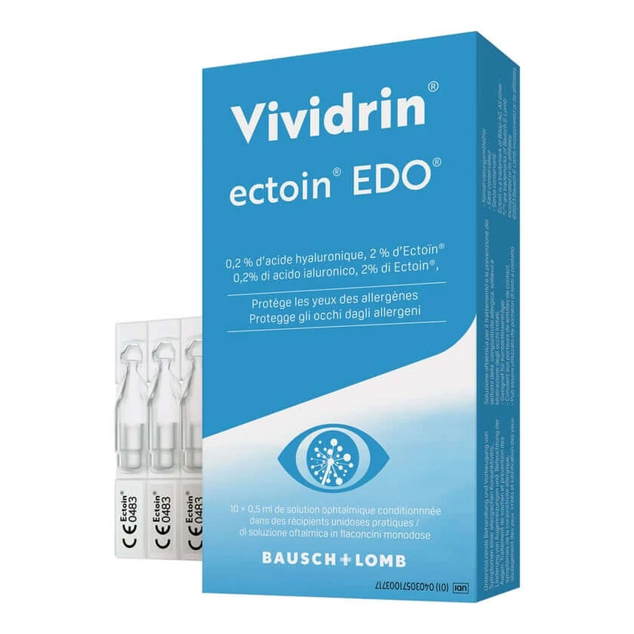 Vividrin ectoin EDO picături pentru ochi - ochi iritați alergic 10X0.5 ml