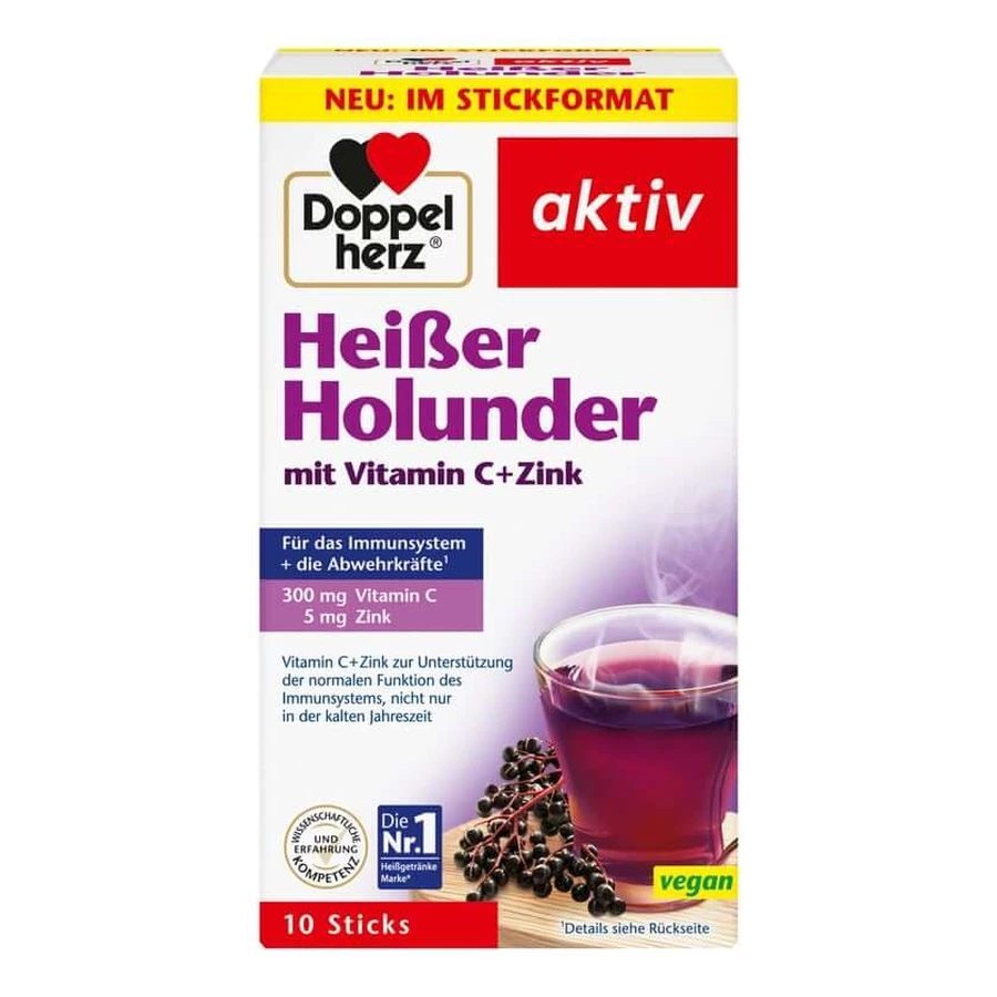 Doppio Cuore Attivo Caldo Sambuco con Vitamina C + Zinco 10 st
