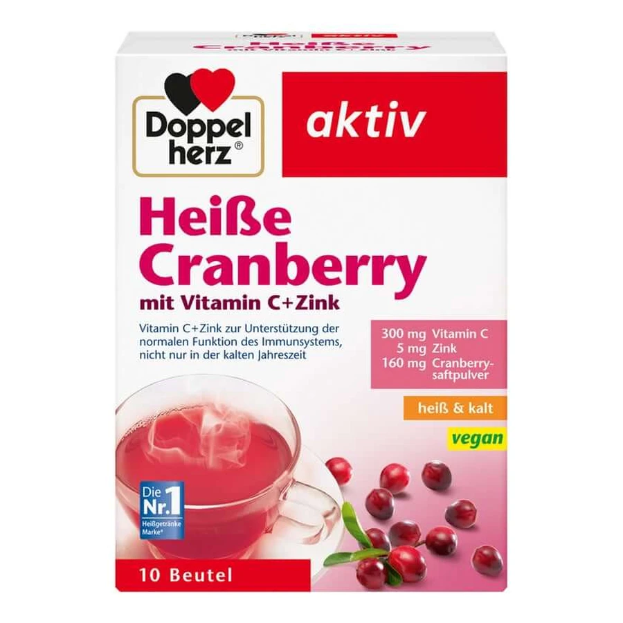 Double Heart Active Hot Cranberry cu vitamina C + Zinc 10 St