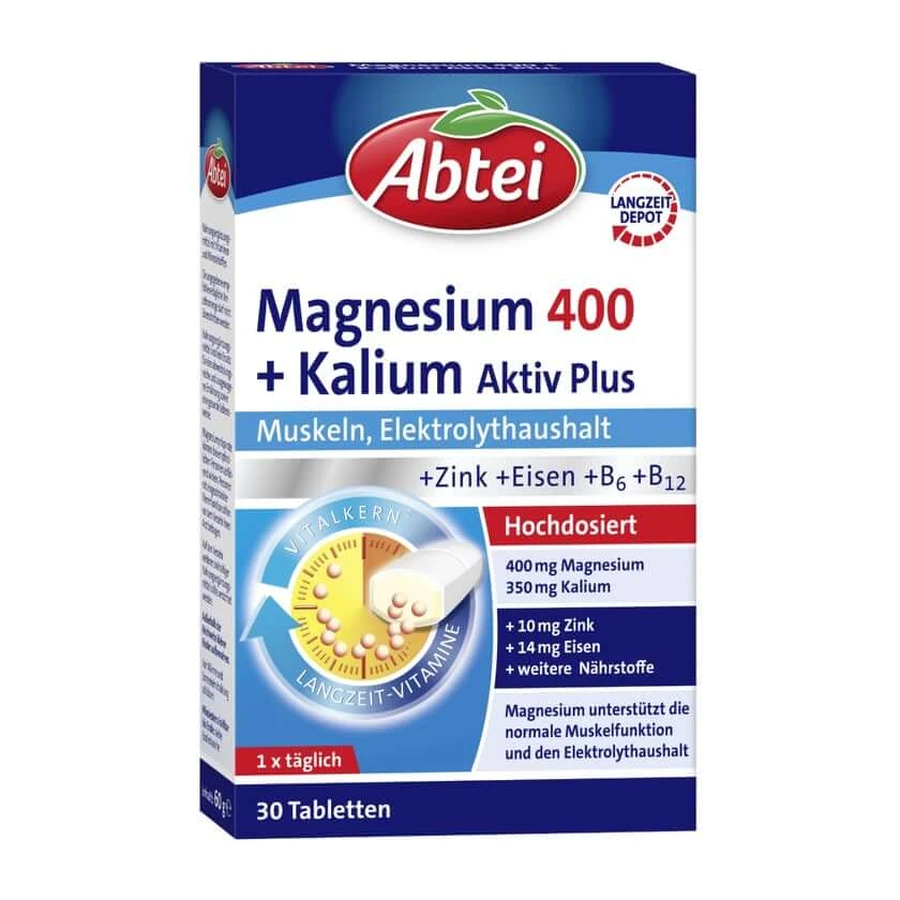 Abtei Magnesium 400 + Kalium Aktiv Plus 30 St