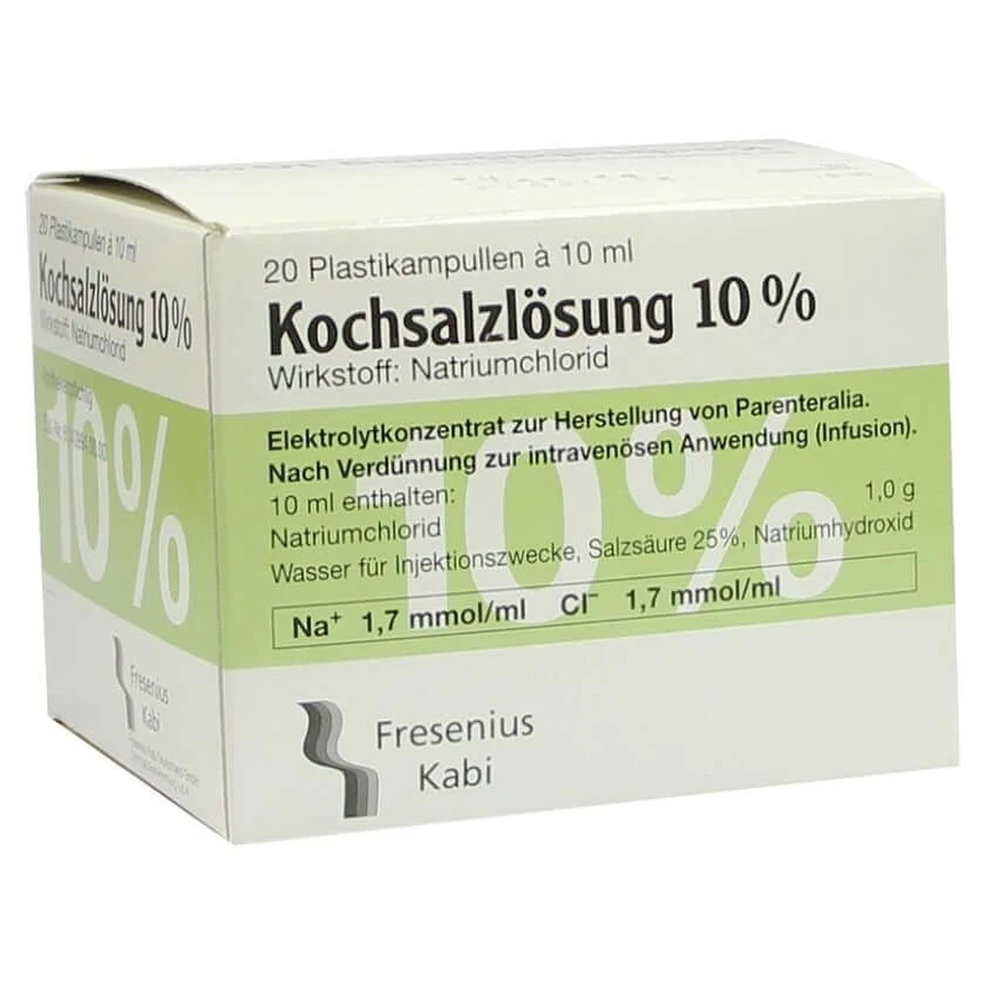 Solution saline 10% solution pour perfusion concentrée 20X10 ml
