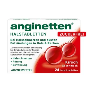 Anginetten comprimés pour la gorge sans sucre cerise 24 St