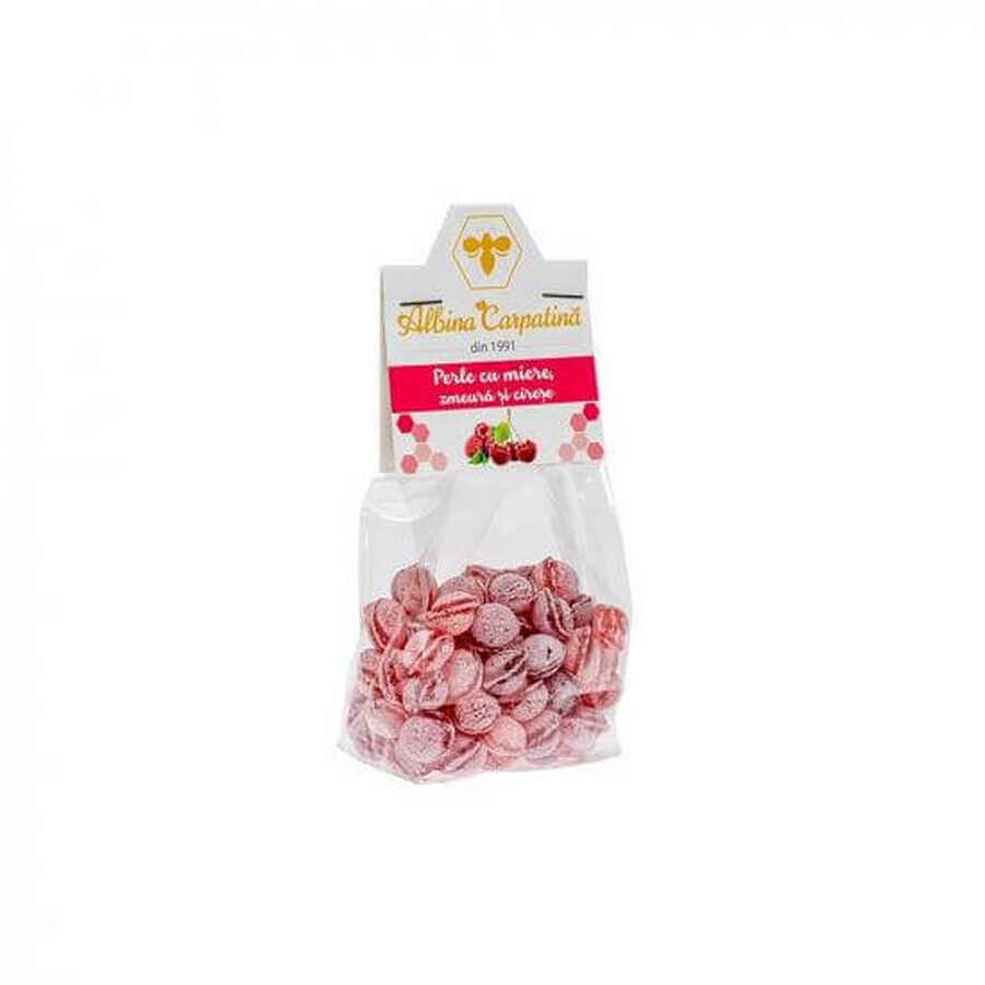 Perlas de miel con frambuesas y cerezas , 100 g, Albina Carpatina