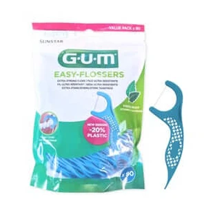 GUM EASY FLOSSERS bastoane de ață dentară, cerate, mentă 90 buc.