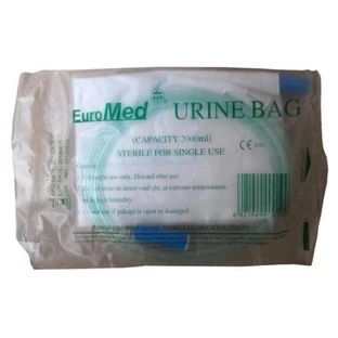 Bolsa urinaria con válvula en T 2000 ml, 1 pieza, EuroMed