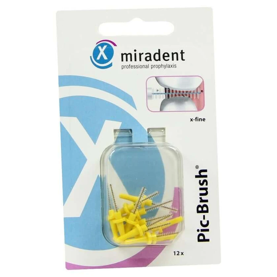 Perii interdentare Miradent Pic-Brush perii de schimb x-fine galben 12 buc.