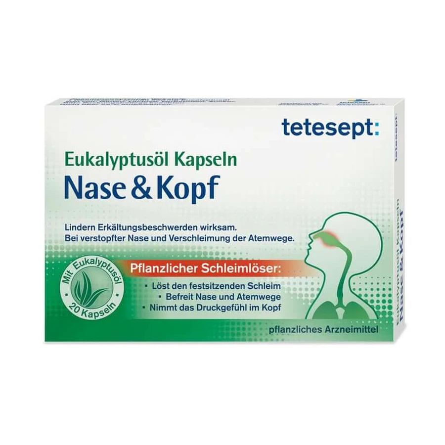 Tetesept Aceite de Eucalipto Cápsulas Nariz y Cabeza 20 Cápsulas