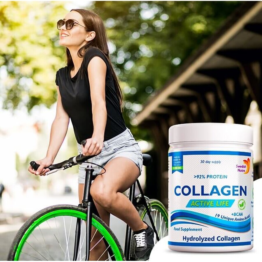 Collagene idrolizzato in polvere Active Life di Tipo 1, 2 e 3 con 10.000 mg, 300 g, Swedish Nutra