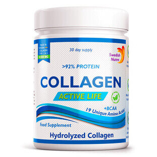 Collagen Hydrolysate Powder Type 1, 2 and 3 Active Life with 10,000 mg, 300 g, Swedish Nutra