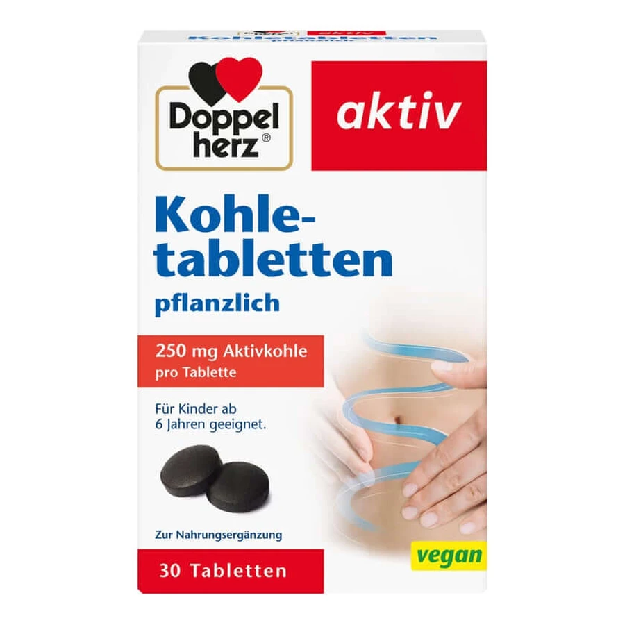 Tablete cu cărbune de cărbune Double Heart 30 Capsule