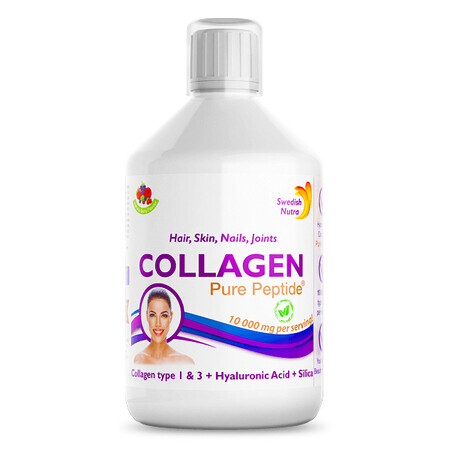 Colagen Lichid Hidrolizat Tip 1 și 3 (10000 mg), 500 ml, Swedish Nutra