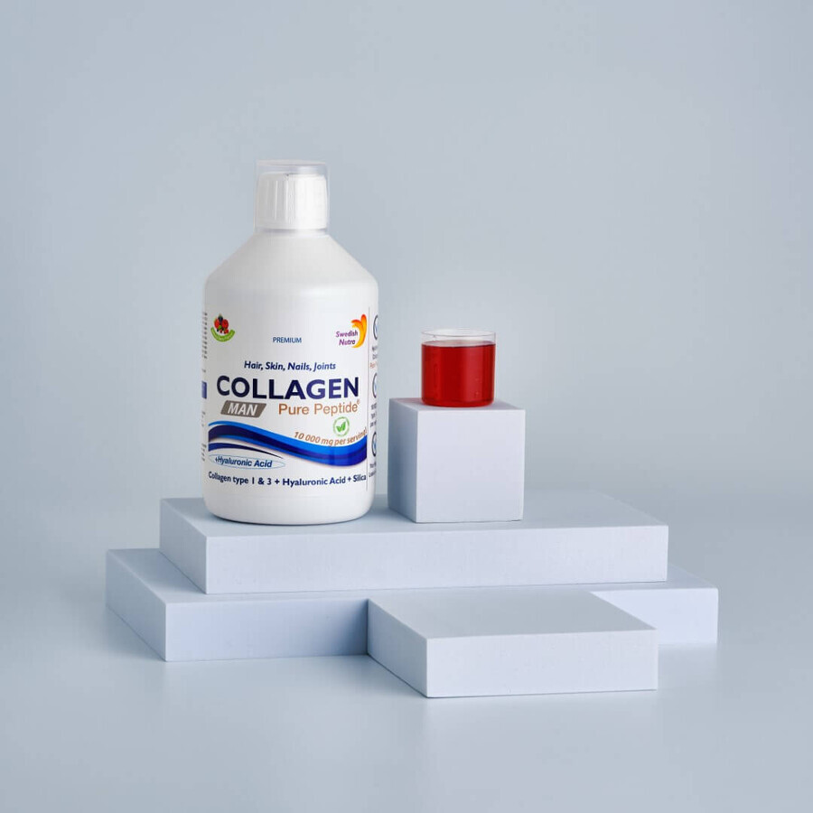 Collagene liquido MAN - Idrolizzato di tipo 1 e 3 con 10000 mg, 500 ml, Nutra svedese