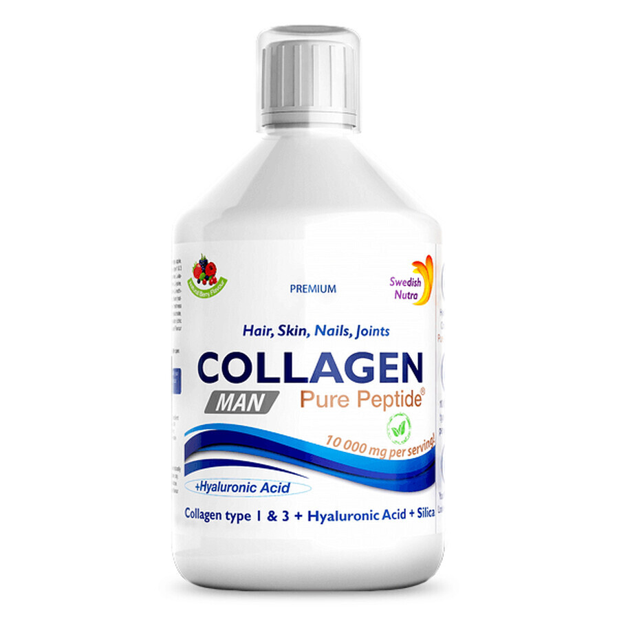 Collageen Vloeibaar MAN - Gehydrolyseerd Type 1 en 3 met 10000 Mg, 500 ml, Swedish Nutra