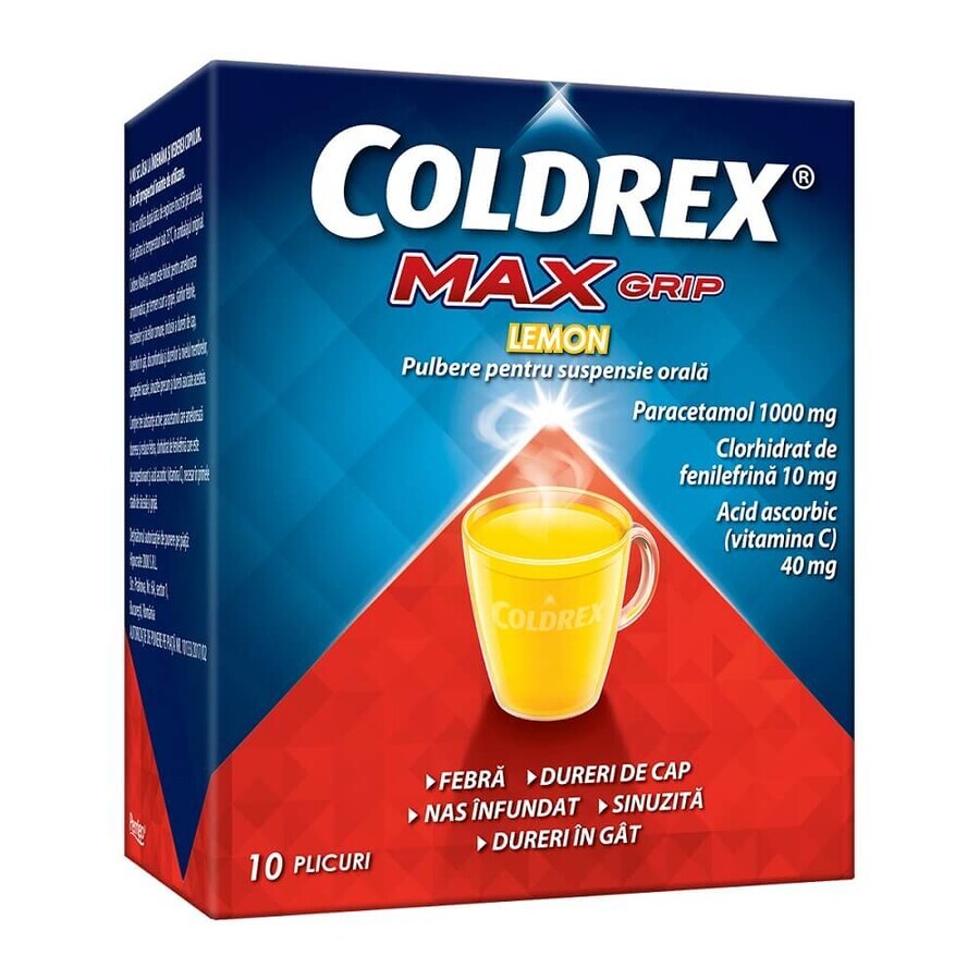 Coldrex Maxgrip Limón, 10 sobres, Perrigo