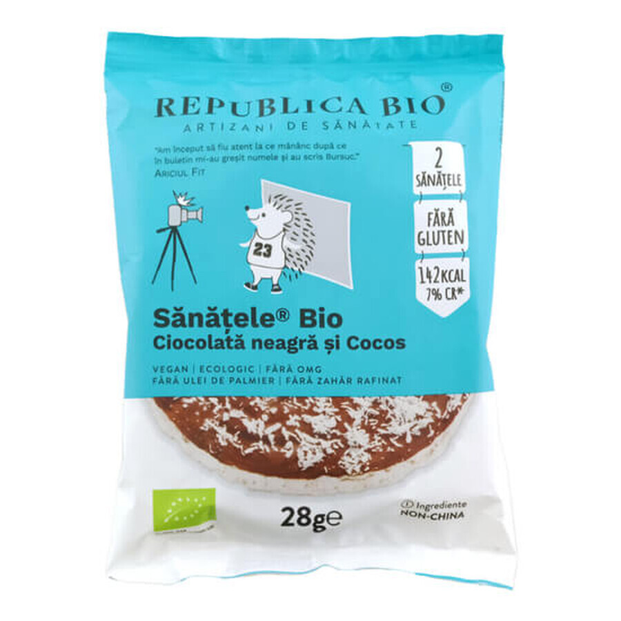 Chocolate negro bio y coco bio, sin gluten, 28g, Republica Bio