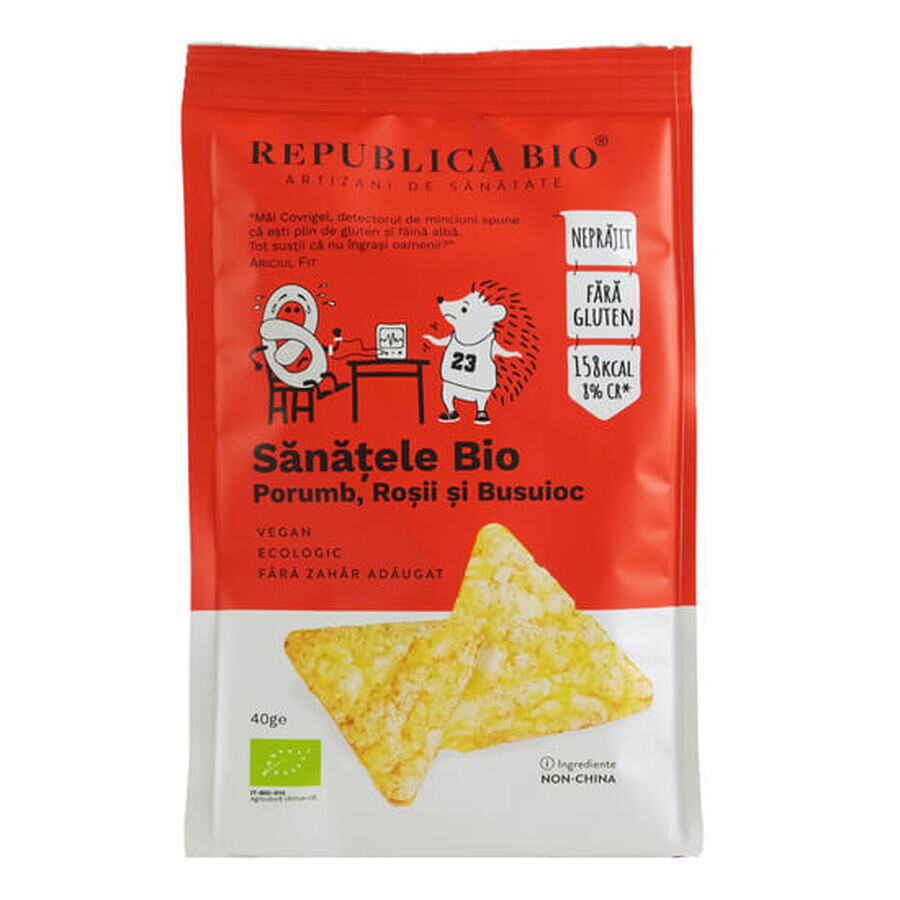 Sanatele bio con maíz, tomates y albahaca, sin gluten, 40g, Republica Bio