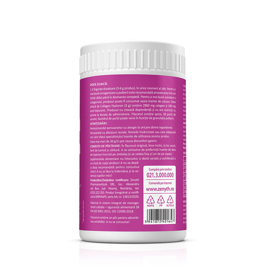 Collagen + Hyaluron cu aroma de capsuni, 150g, Zenyth