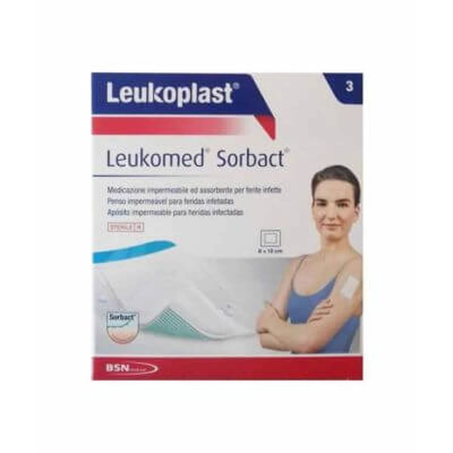 Opatrunek Leukomed sorbact 8x10 cm 3 sztuki: ceny i cechy