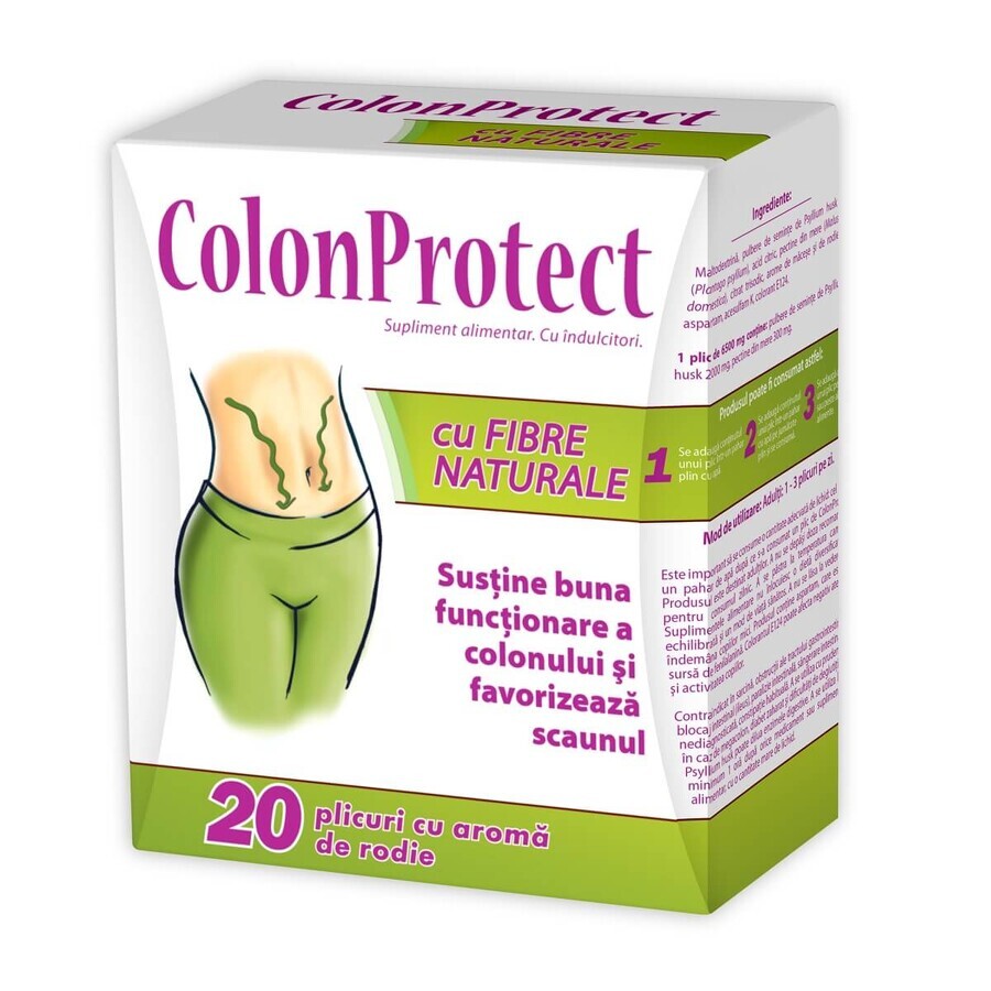 Colon Protect cu fibre naturale și gust de rodie, 20 plicuri, Zdrovit