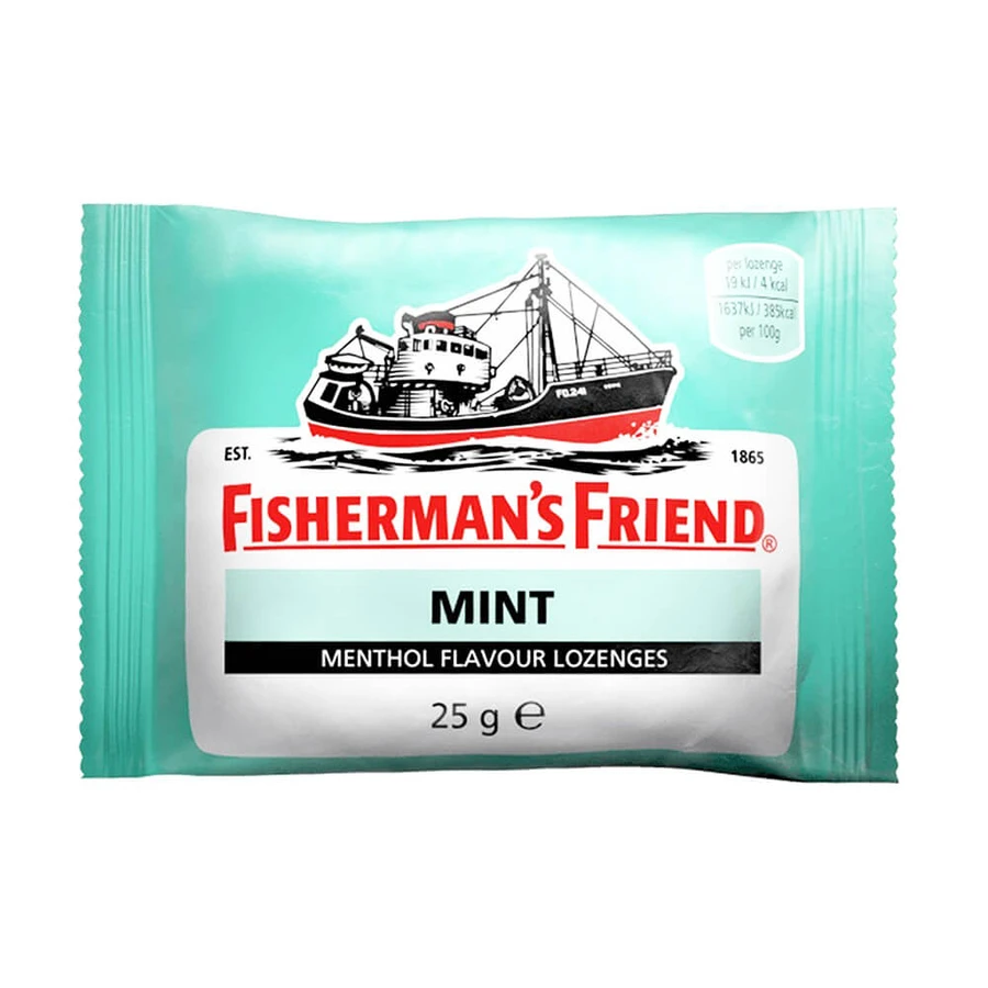 Bomboane de mentă Fisherman's Friend cu aromă puternică de mentă fără zahăr 25g