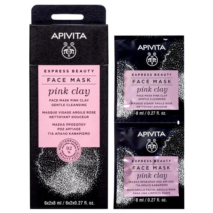 Apivita Express Beauty Gezichtsmasker met roze klei voor milde reiniging 2x8ml