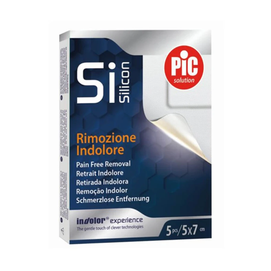 Pic Silicona 5x7cm 5pcs Estéril Autoadhesiva Indolora Gasa Removedora