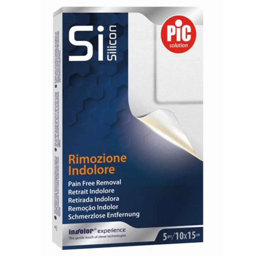 Pic Silicon 10x15cm 5pcs Sterile Self Adhesive Painless Removal Gauze
