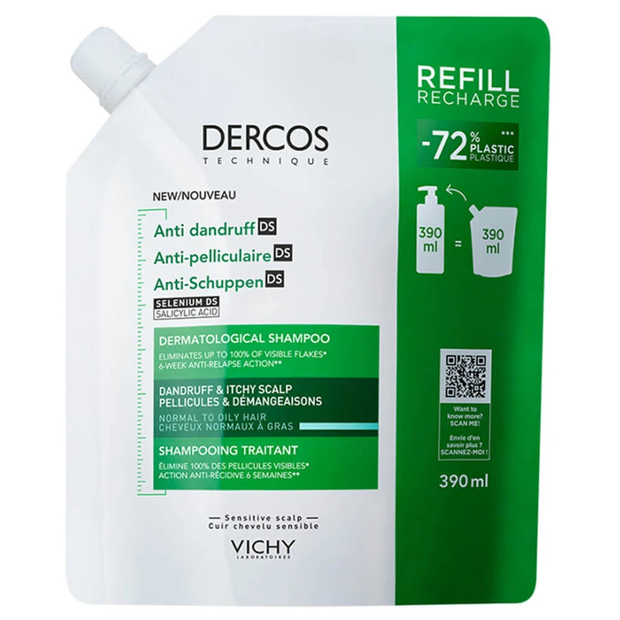 Vichy Dercos Shampoo Antipelliculaire Gras Navulling Opvulling 390ml
