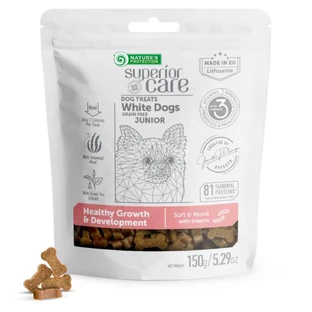 NATURES PROTECTION Superior Care Superior Care Crecimiento y Desarrollo Saludable, XS-XL, Insectos, bolsa de recompensa funcional sin cereales para perros jóvenes, 150g