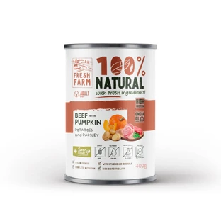 FRESH FARM Coarse, XS-XL, Beef and pumpkin, canned grain-free moist dog food, (pate), 400g