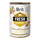 BRIT Fresh, Pollo con patate dolci, cibo umido in scatola a basso contenuto di cereali per cani, (in aspic), 400g
