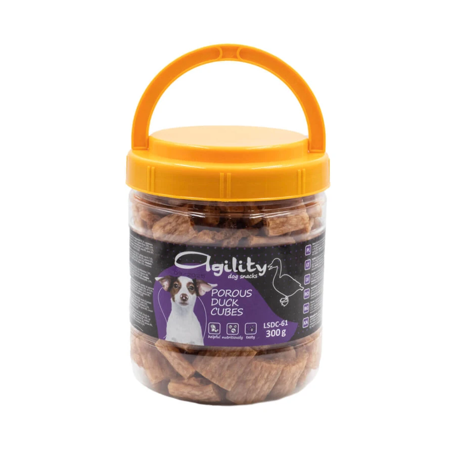 AGILITY Smoked cubes, XS-XL, Duck, bucket reward for dogs, 300g