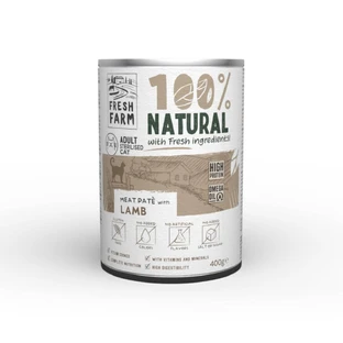FRESH FARM Smooth Sterilized, Agnello, cibo umido in scatola per gatti sterilizzati, (paté), 400g